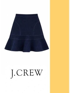 J. Crew Flare Scuba Mini Skirt in Navy Blue Size S EUC Neoprene Minimalist Chic
